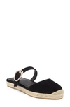 Stuart Weitzman Crystal Buckle Espadrille Mule In Black