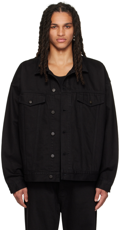 Essentials Button-fastening Denim Jacket In Jet Black