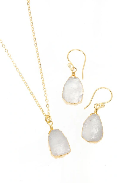 Saachi Mojave Mini Opal Moonstone Earring & Necklace Set In White