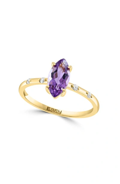 Effy 14k Yellow Gold Amethyst & Diamond Ring In Purple