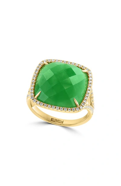 Effy 14k Yellow Gold Jade & Diamond Ring In Green