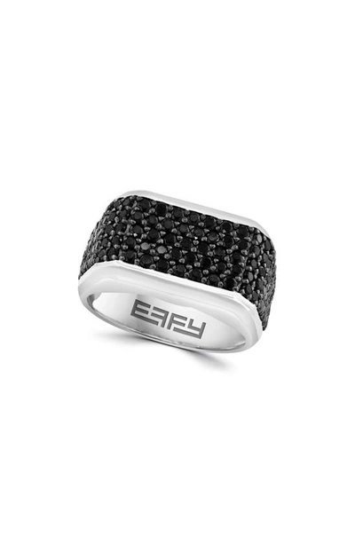 Effy Sterling Silver Pavé Black Spinel Ring In Metallic