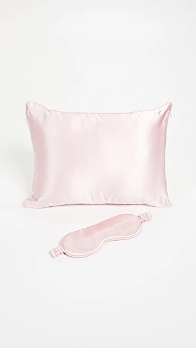 Slip Pure Silk Pillow And Mask Travel Set In Pink