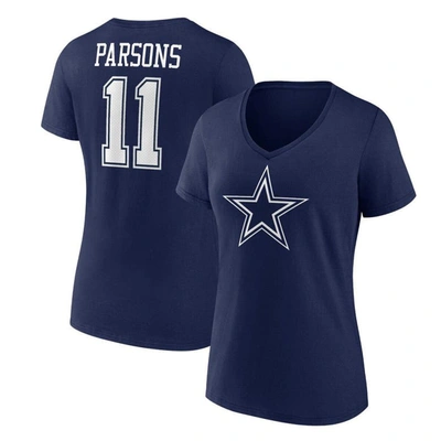 Fanatics Women's  Micah Parsons Navy Dallas Cowboys Player Icon Name And Number V-neck T-shirt