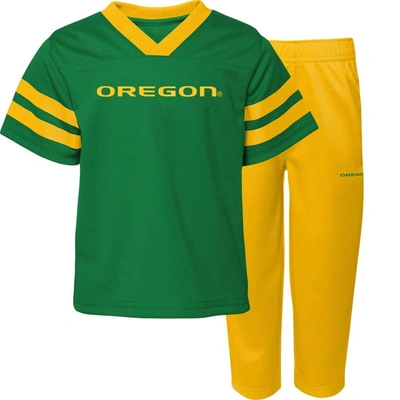 Outerstuff Kids' Preschool Green/yellow Oregon Ducks Red Zone Jersey & Trousers Set