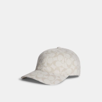 Coach Outlet Signature Denim Baseball Hat In White