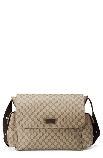 Gucci Ssima Faux-leather Diaper Bag W/ Changing Pad In Beige/ Cocoa