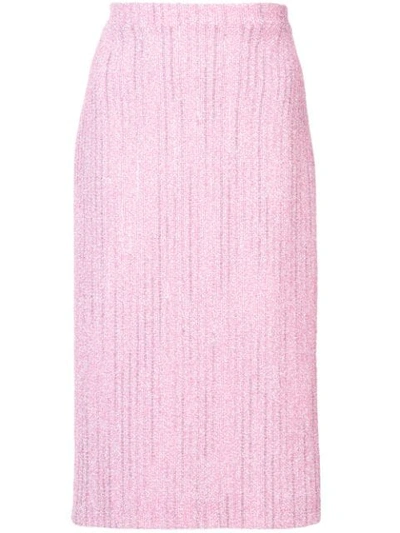 Alessandra Rich Tweed Pencil Skirt In Pink