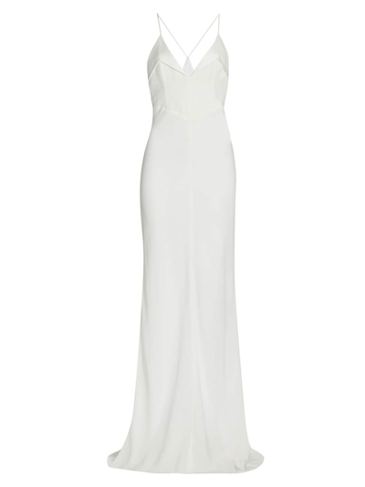 Galvan Punta Matte Crepe Strappy Gown In White