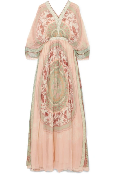 Chloé Printed Silk-crepon Maxi Dress In Pink