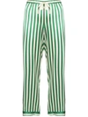 Morgan Lane Chantal Striped Silk-charmeuse Pajama Pants In Emerald