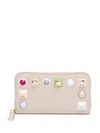 Fendi Rainbow Stud Leather Wallet In Cloud