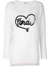 Fendi Embroidered Cashmere Sweater In Bianco