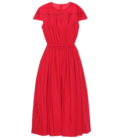 Fendi Sangallo Poplin Fit-&-flare Dress In Red Jelly