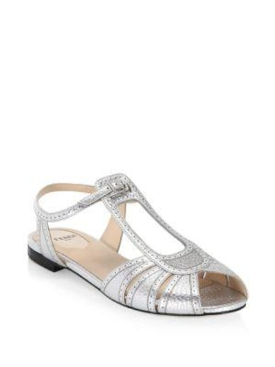 Fendi Peep-toe Sandals In Silver