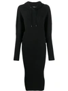 Tom Ford Long-sleeve Ribbed Stretch-cashmere Hooded Dress W/ Blouson Top In Black