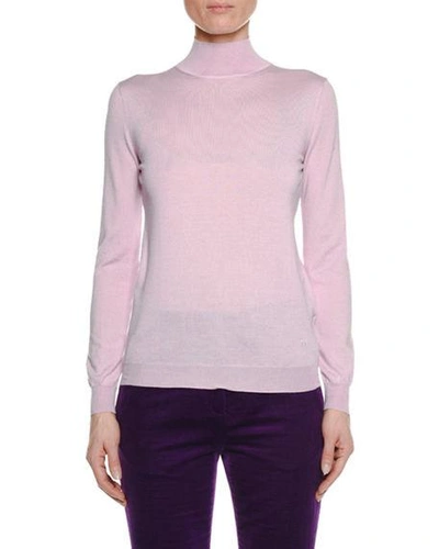 Tom Ford Long-sleeve Turtleneck Fine Cashmere Sweater In Light Pink