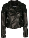 Tom Ford Zip-front Leather And Suede Hooded Biker Jacket In Black