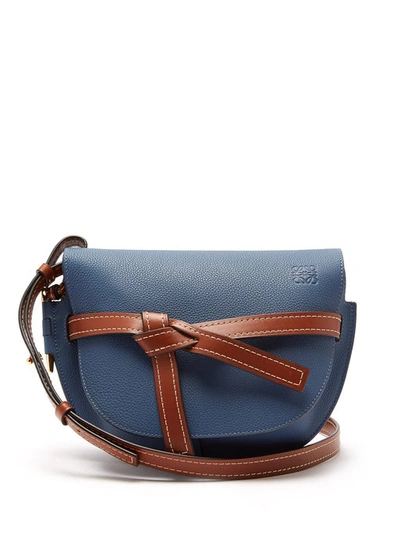 Loewe Gate Small Grained-leather Cross-body Bag In Varsity Blue/pecan