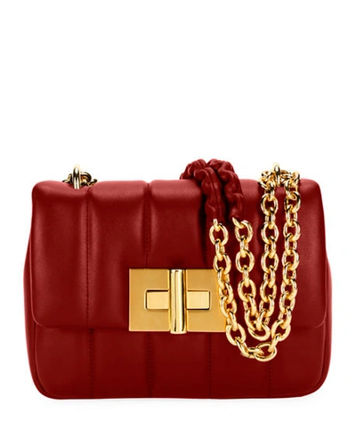 Tom Ford Natalia Matelass&eacute; Leather Large Shoulder Bag In Red