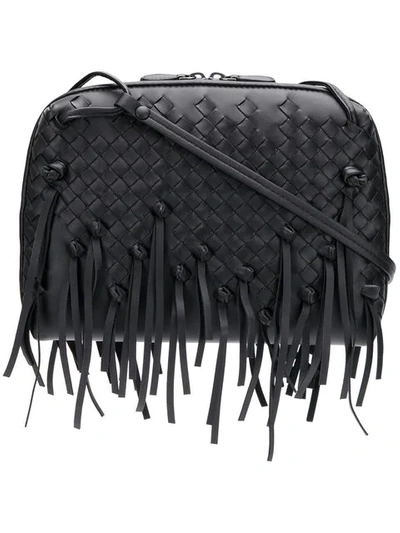 Bottega Veneta Nodini Fringe Leather Crossbody Bag - Black In Nero