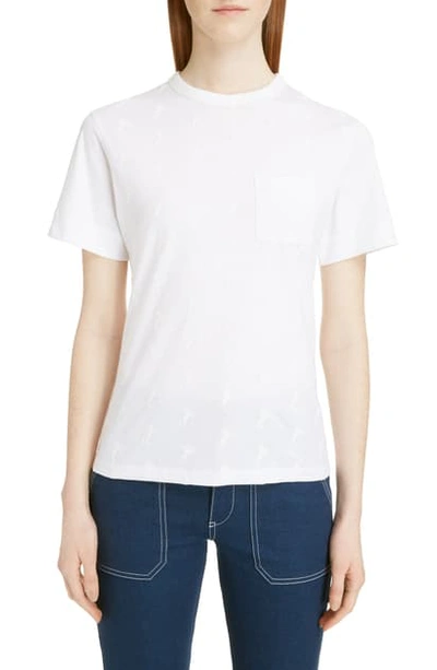 Chloé Crewneck Short-sleeve Horse-print Cotton Jersey T-shirt W/ Pocket In White