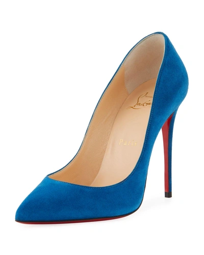 Christian Louboutin Pigalle Follies Suede 100mm Red Sole Pump In Positano