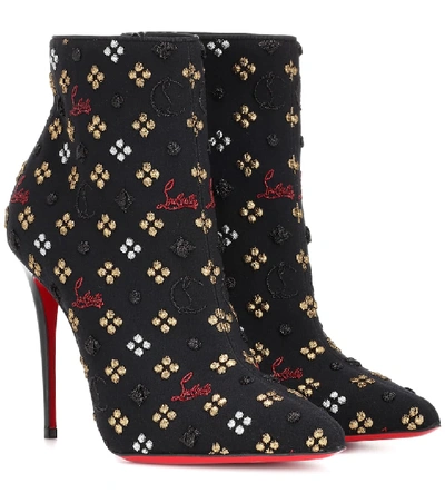 Christian Louboutin So Kate Logo Embroidered Red Sole Booties In Black