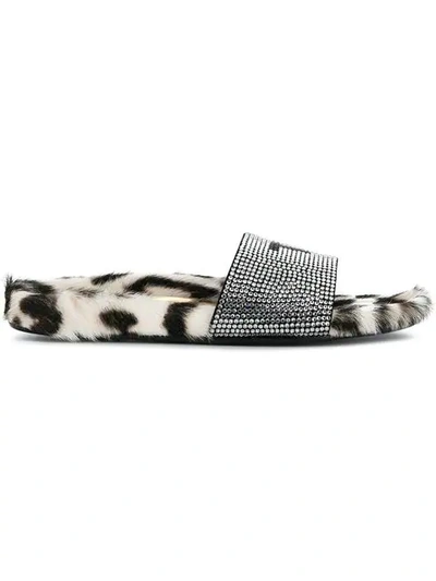 Tom Ford Tf Pool Slide Sandal With Crystals In White/black