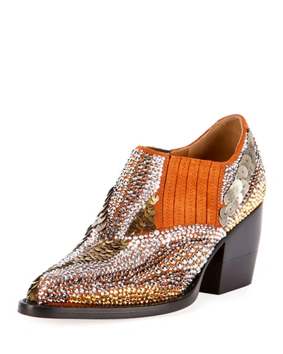 Chloé Rylee 90mm Booties With Strass Detail In Silver