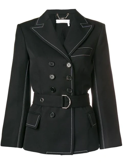 Chloé Double-breasted Self-belt Wool-blend Jacket In Black