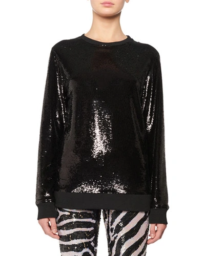 Tom Ford Crewneck Long-sleeve Sequin Sweatshirt In Black