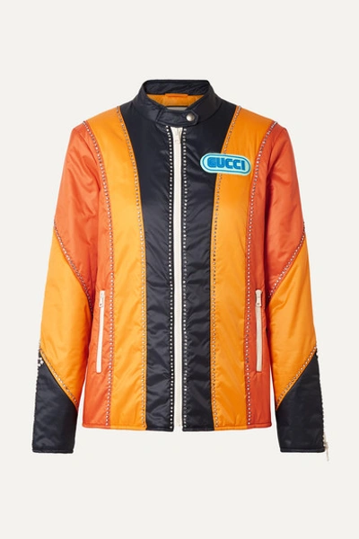 Gucci Bejewelled Spiritismo Patchwork Jacket In Orange In Orange Multi