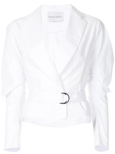 Strateas Carlucci Cropped Belted Shirt - White