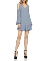 Bcbgmaxazria Ellyson Knot Detail Cold-shoulder Dress In Chambray