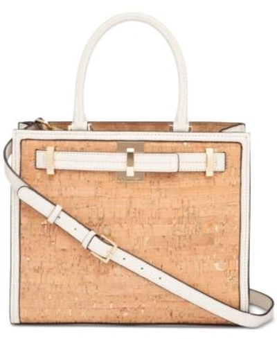 Calvin Klein Small Cork Satchel In Natural/gold