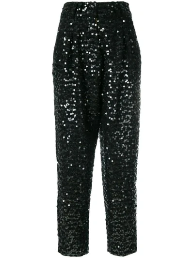 Balmain Sequin Embellished Trousers In Black