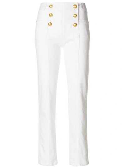 Balmain Double-breasted Trousers - White