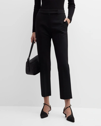 Max Mara Fuoco Cropped Wool Pants In Black