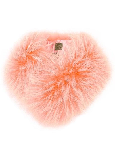 Mr & Mrs Italy Racoon Fur Trimmed Collar In Pink