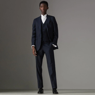Burberry Slim Fit Wool Silk Three-piece Evening Suit In Navy