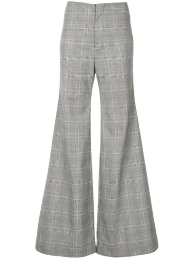 Georgia Alice Memory Prince Of Wales Check Flared Trousers In Grey