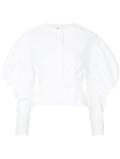 Georgia Alice Cloud Collarless Gigot-sleeved Shirt In White