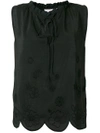 See By Chloé Embroidered Scalloped Shell Top In Black