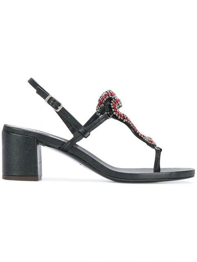 Emanuela Caruso Crystal-embellished Sandals - Black