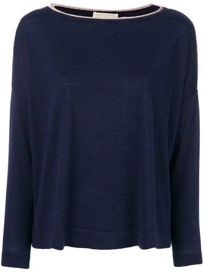 Chiara Bertani Stripe Trim Sweater - Blue