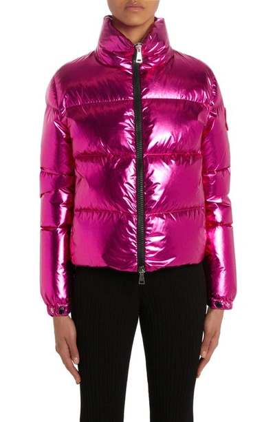 Moncler Meuse Laminated Nylon Down Jacket In Fuchsia