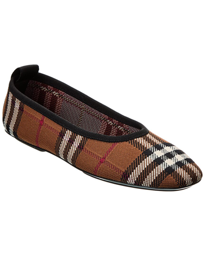 Burberry Check Ballerina Flat In Brown