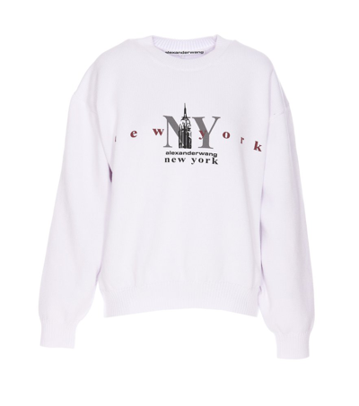 Alexander Wang Empire State Pullover In Compact Cotton In White
