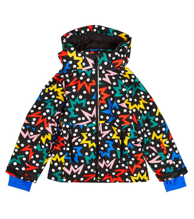 Stella Mccartney Kids' Recycled Tech Printed Puffer Ski Jacket In Black